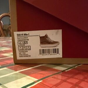 Vans Sk8-Hi Mte-1 Kids Sneakers - Plaid Brown and Black